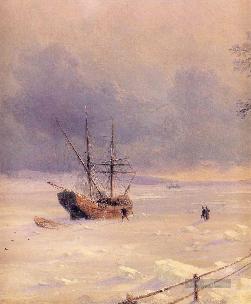 gefroren bosphorus unter Schnee 1874 Verspielt Ivan Aiwasowski russisch Ölgemälde
